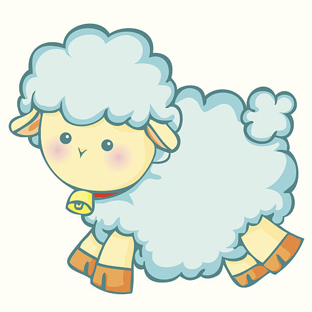 cute little lamb vector art illustration