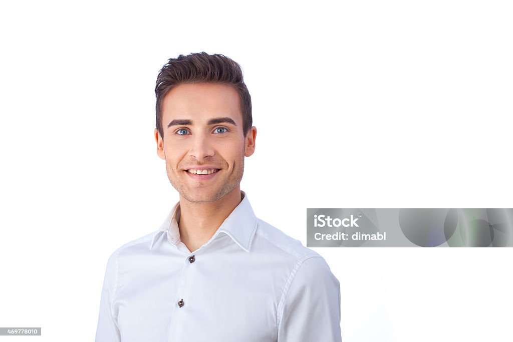 Smiling Man Portrait of a confident young man isolated against white background  2015 Stock Photo