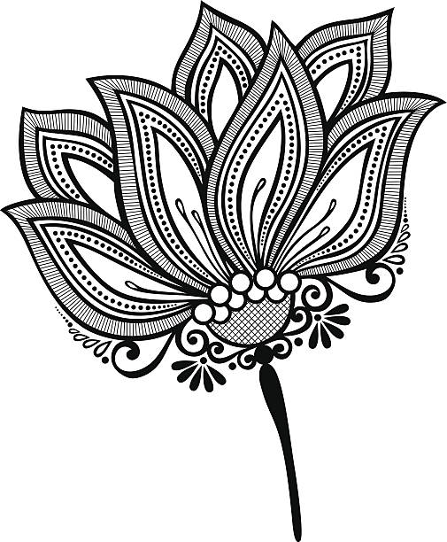 illustrations, cliparts, dessins animés et icônes de belle fleurs décoratives - abstract leaf curve posing