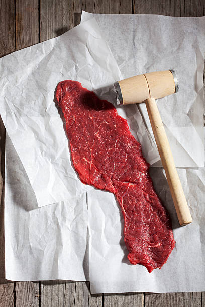 istock Raw beef roulade and meat tenderizer on greaseproof paper 469781992
