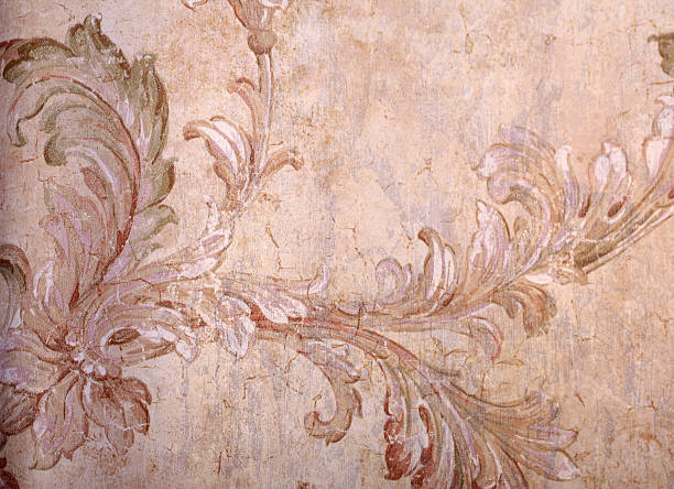 istock Vintage beige shabby wallpaper 469782005