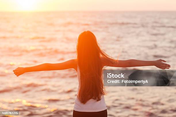 Beach Woman Laughing Having Fun Stock Photo - Download Image Now - Adult, Adults Only, Art