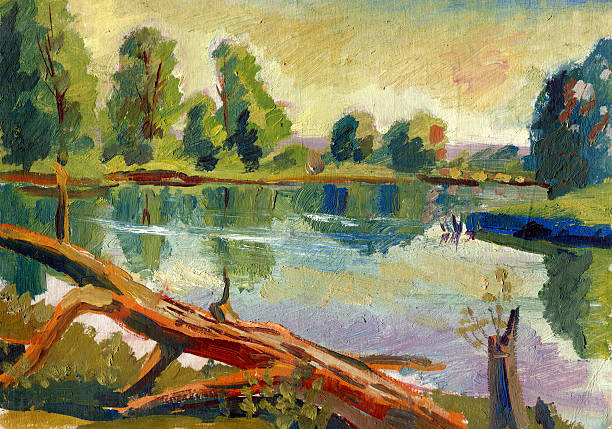istock fallen tree on the bank of the river in summer 469782542
