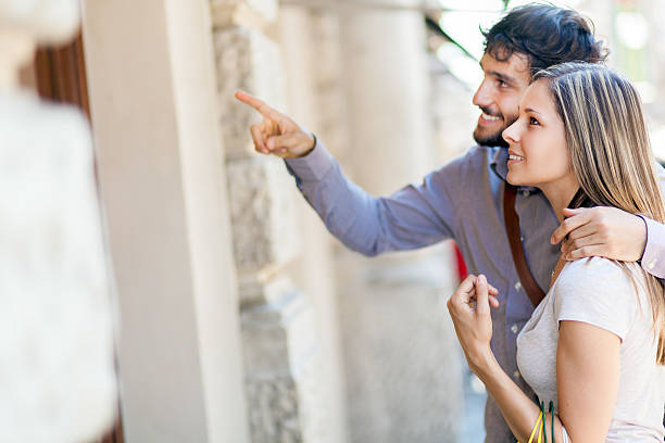 istock Happy couple shopping together 469782620
