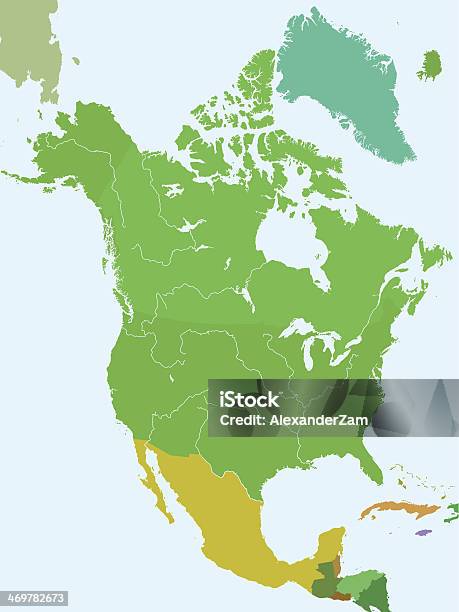 Países Da América Do Norte - Arte vetorial de stock e mais imagens de Canadá - Canadá, EUA, Mapa