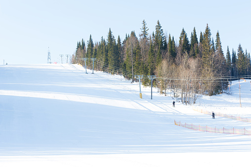 Panorama ski slope  sunny day