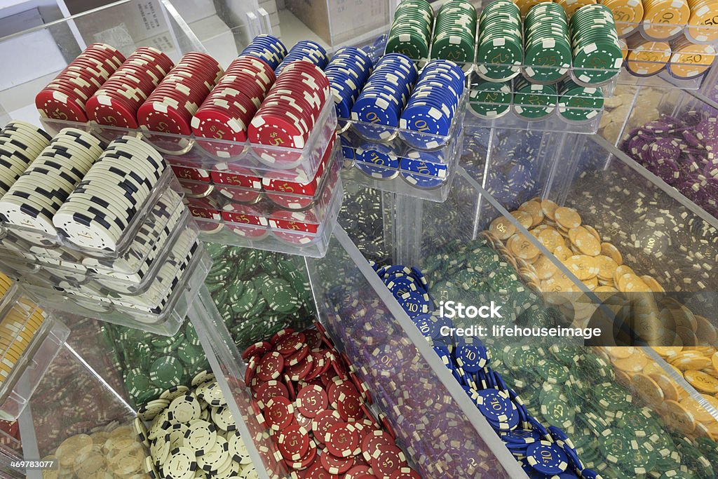 Poker Chips. Stacks of gambling chips. Abundance Stock Photo