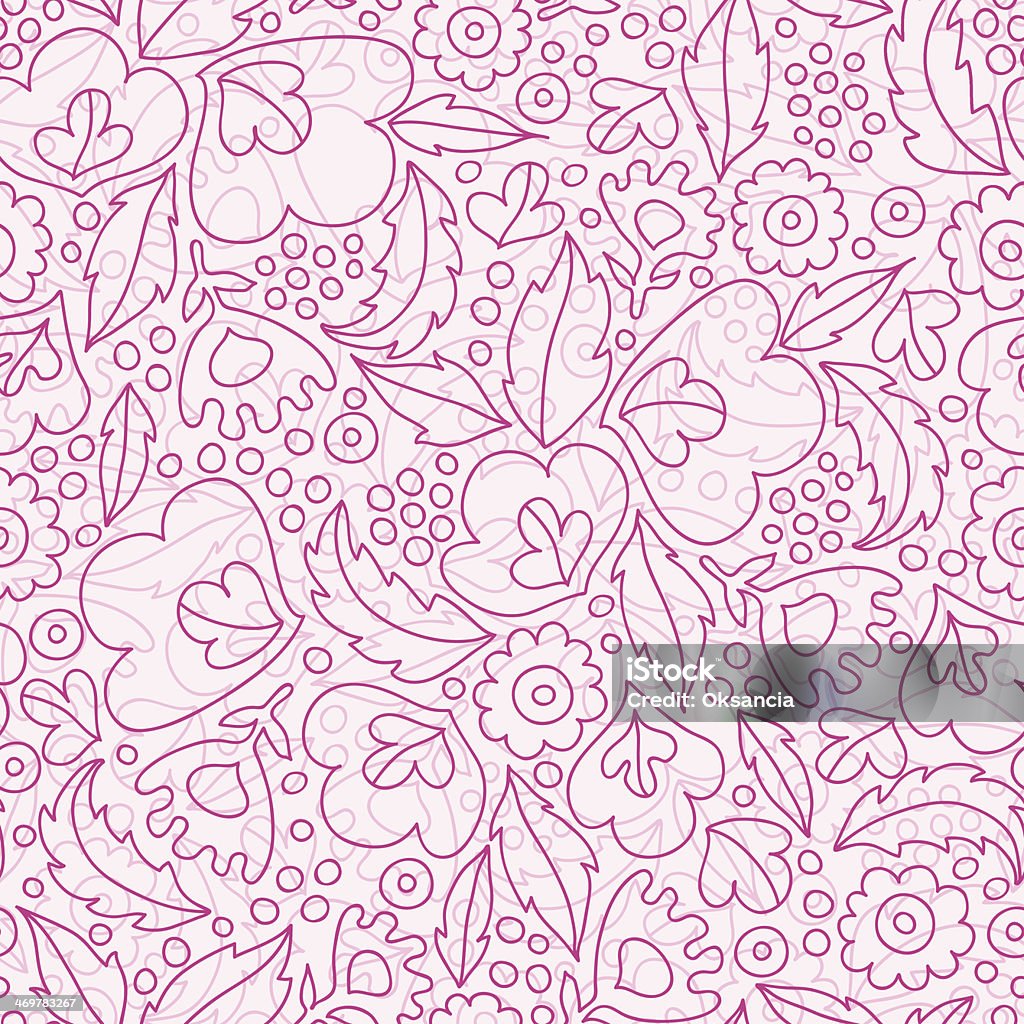 Rosa flores lineart patrón sin costuras fondo - arte vectorial de Abstracto libre de derechos