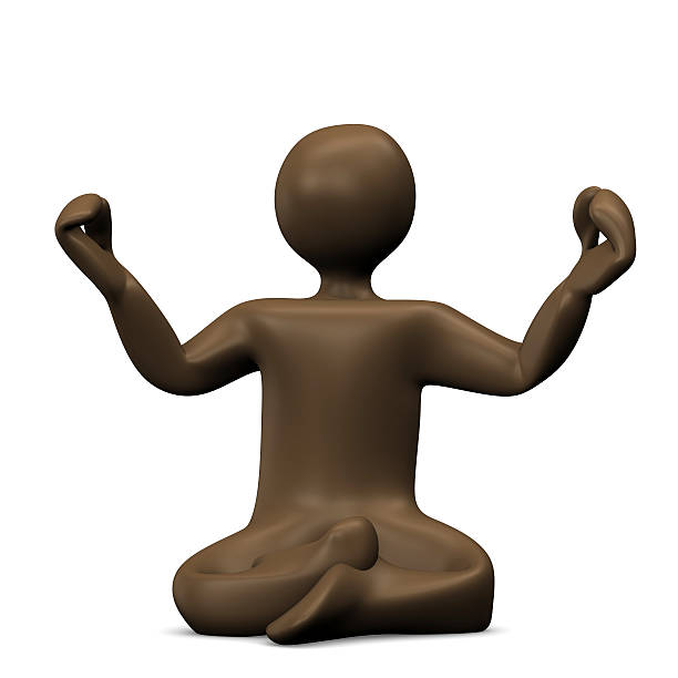 istock Yoga, 3d illustration with black cartoon character 469783632