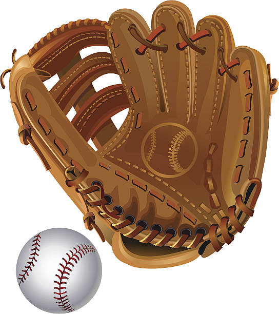 baseball glove and Ball vector leather baseball glove and Ball baseball glove stock illustrations