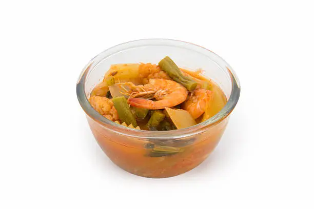 Photo of kang som or hot and sour curry with tamarind sauce