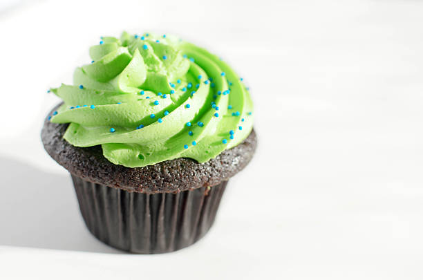 istock Chocolate cupcake with green frosting 469788573