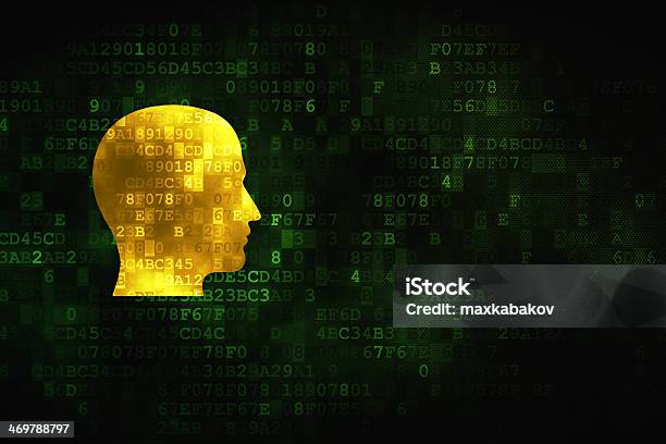 Education Concept Head On Digital Background Stock Photo - Download Image Now - Finance, Business Meeting, Green Color