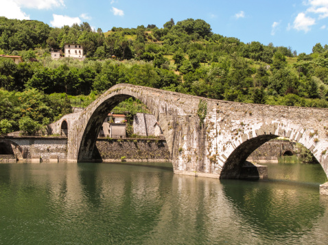 Mediaval bridge near Bagni Di Lucca, Italy