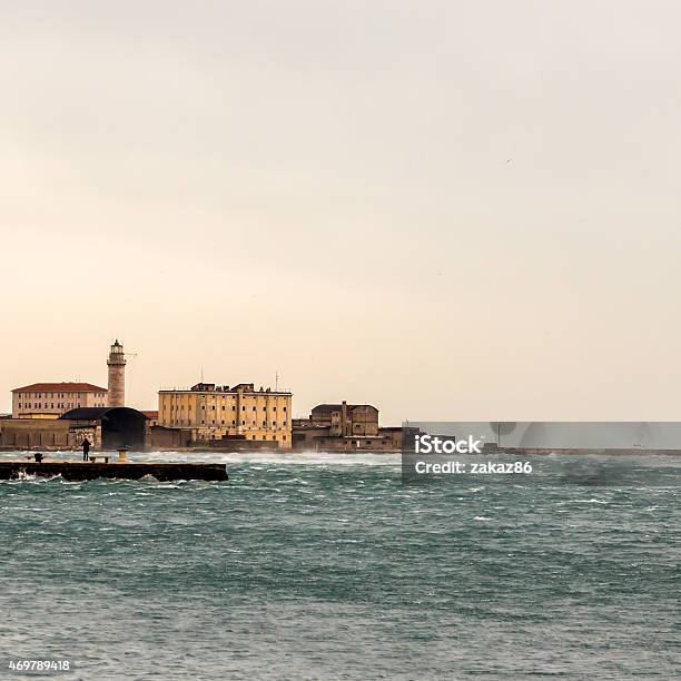 Wind On The Pier Of Trieste Stock Photo - Download Image Now - 2015, Awe, Beacon