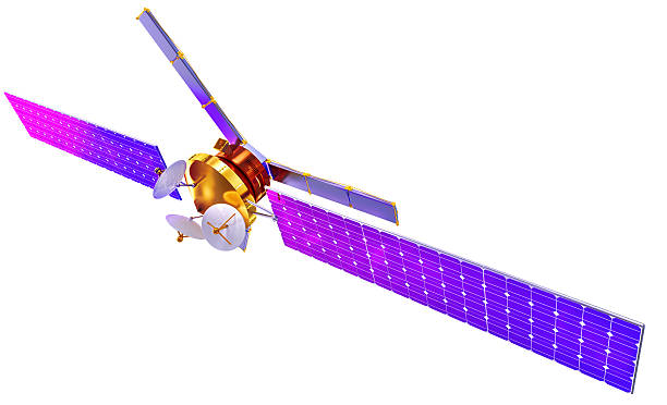 3 d modelo de satélites artificiais da terra - solar power station audio - fotografias e filmes do acervo