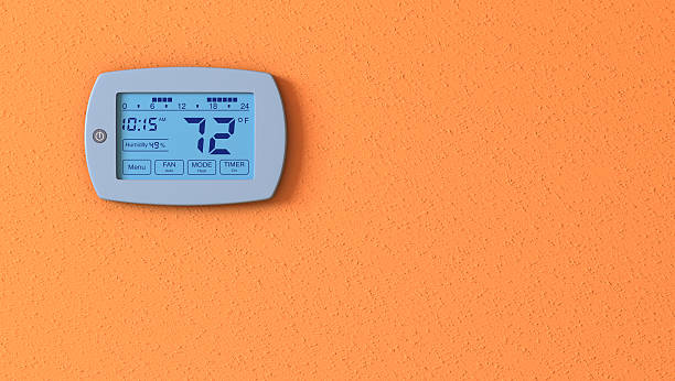 thermostat panel stock photo