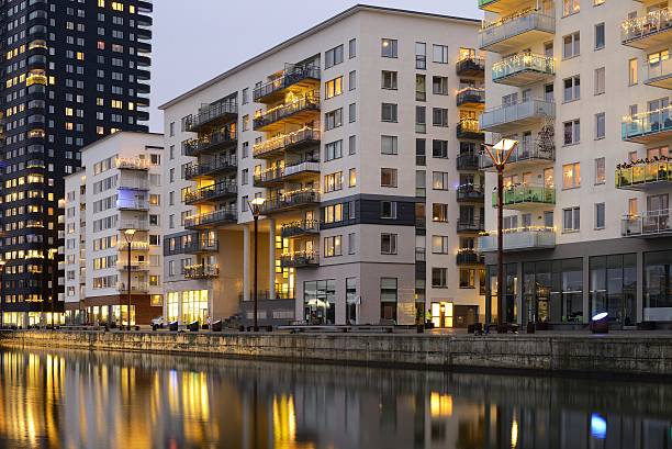 Modern apartment buildings