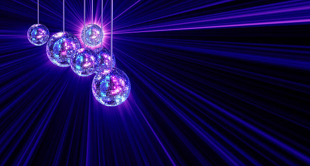 Colorful funky background with mirror disco balls stock photo