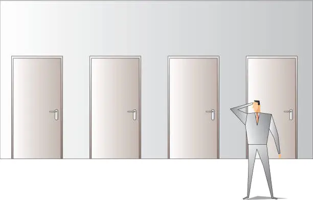 Vector illustration of Choose the door