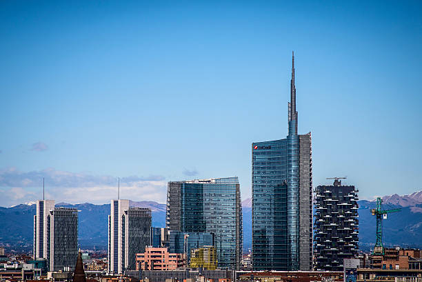 new Porta Garibaldi financial district in Milan city stock photo