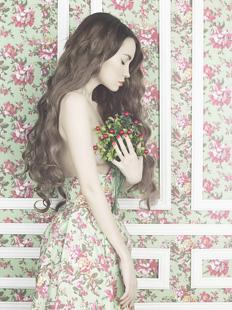 istock Sensual woman on floral background 469795126