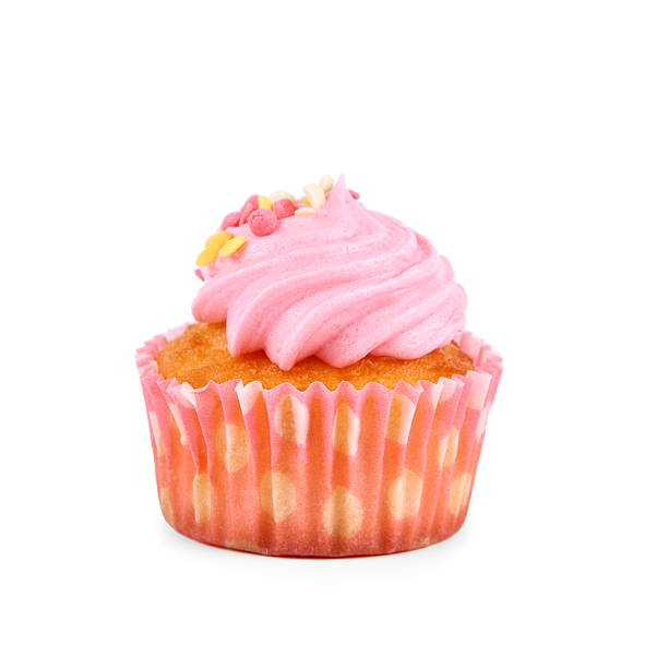 istock Pink strawberry cup cakes with deco balls 469797367