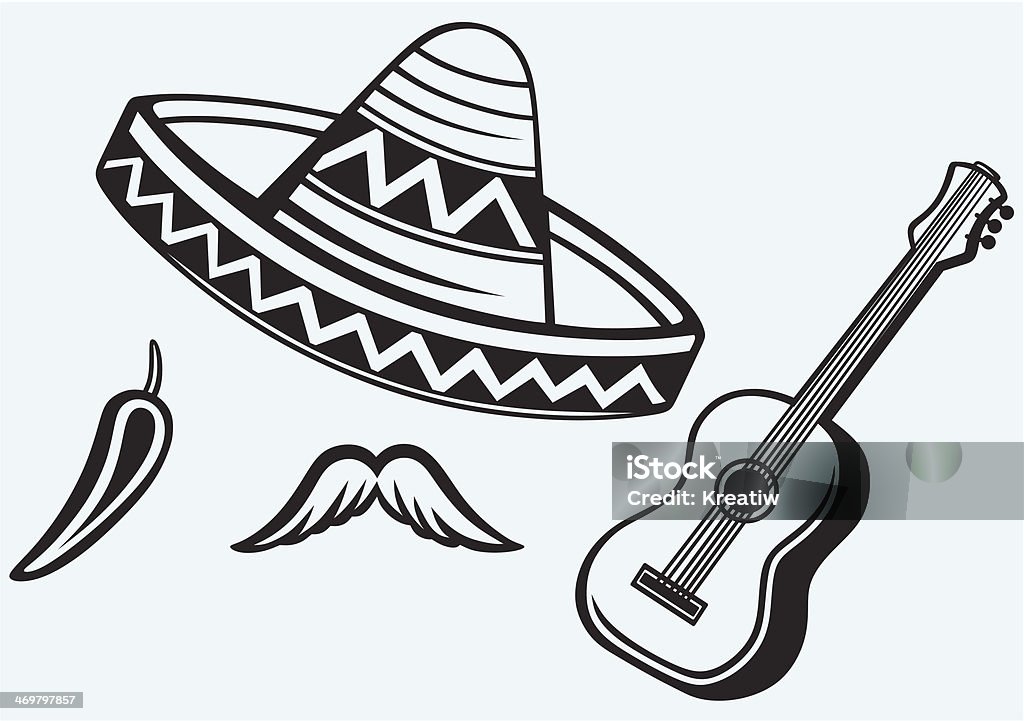 Mexicaine symboles - clipart vectoriel de Chapeau libre de droits