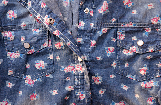 vintage style of tapestry flowers jeans shirt