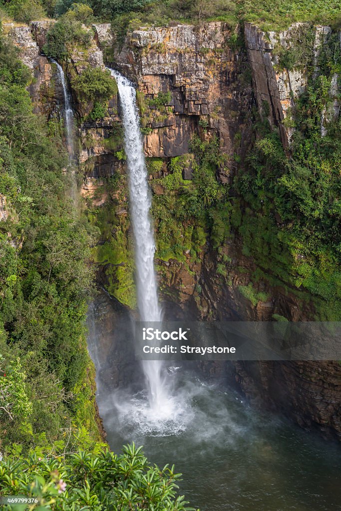 Mac Mac falls, Mpumalanga A spectacular waterfall where the Mac Mac river crashes 65 meters down into a steep gorge. Mpumalanga Province Stock Photo