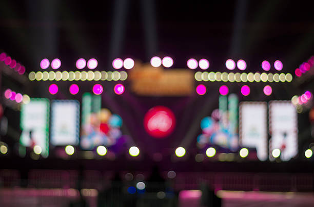 istock Stage Spotlight with Laser rays, Blurred Photo bokeh 469800689