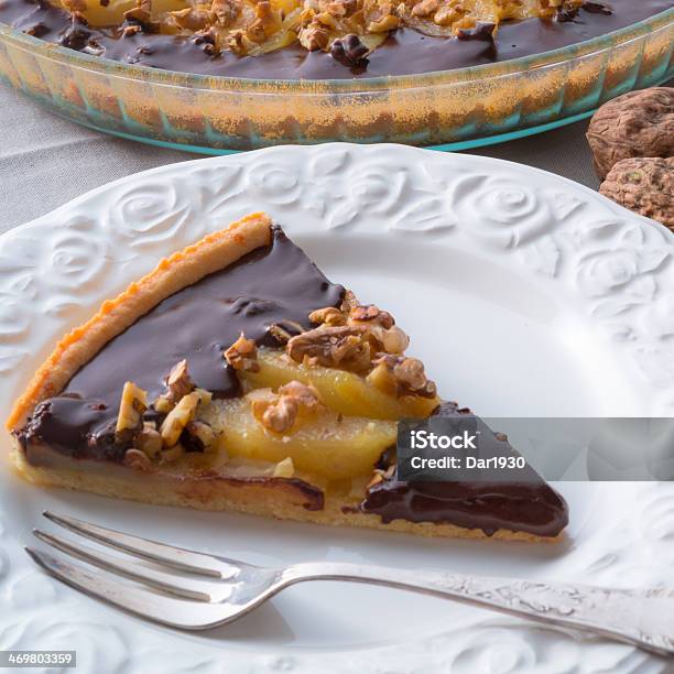 Pears Chocolate Tart Stock Photo - Download Image Now - Baked, Baked Pastry Item, Bakery