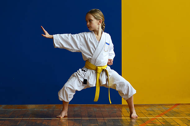 Kiba dachi Little girl in Carate training taekwondo photos stock pictures, royalty-free photos & images
