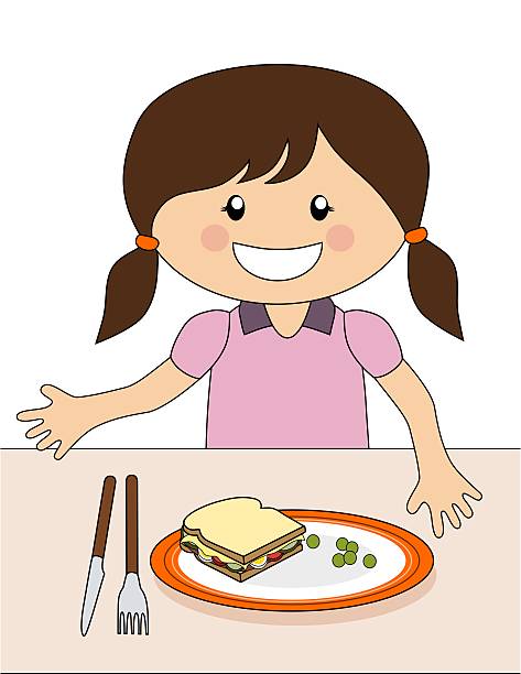ilustrações, clipart, desenhos animados e ícones de garota sorridente com o jantar, isolada no branco " - white background teenage girls shirt pink