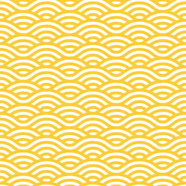 Vector illustration of Yellow and white waves seamless pattern