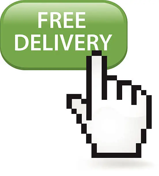 Vector illustration of Free Delivery Button Click