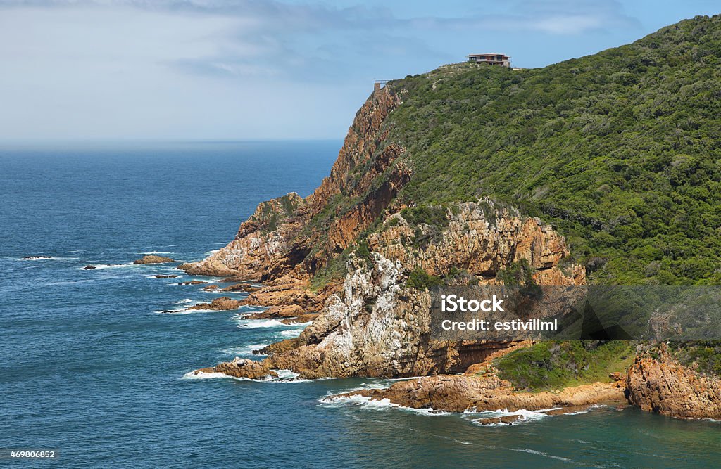 The Heads in Knysna where the lagoon enters the sea The Heads in Knysna where the lagoon enters the sea, South Africa Nature Reserve Stock Photo