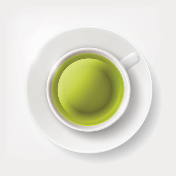 인명별 컵 녹차. - black tea dishware plate cup stock illustrations