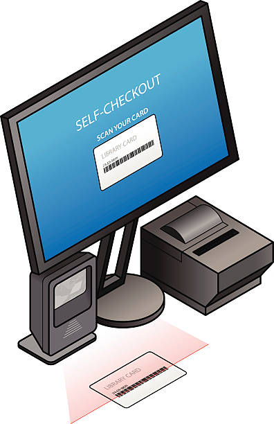 Library Check Ouit Machine Library Checkout stock vectors - iStock