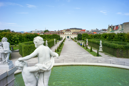 wien,austria - August 23, 2012: people are visiting schonnbrun palace garden at wien austria
