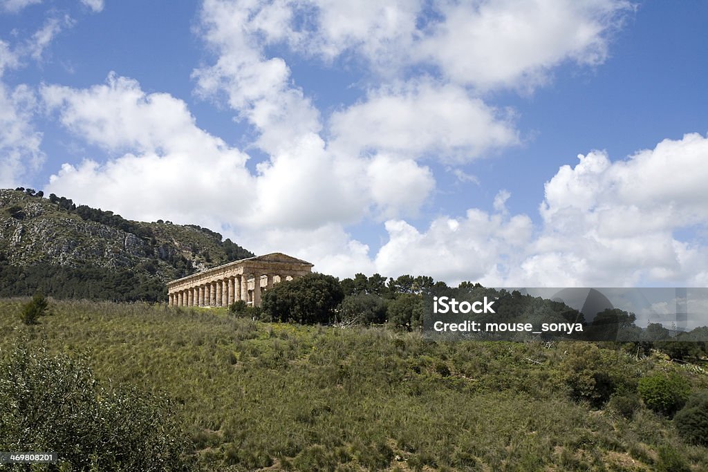 summer landscape with ancient temple summer landscape with ancient Greek temple of Venus, Segesta village, Sicily, Italy Ancient Stock Photo