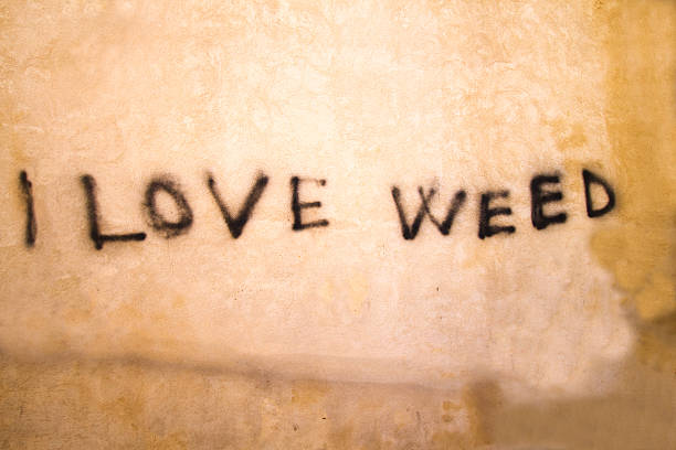 istock Graffiti on Mottled Yellow Wall: 