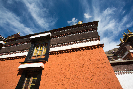 Detail of  the traditional Tibetan temple in Tibet, China 2013.
