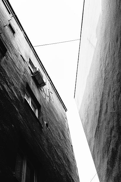 istock Old building exterior, black and white 469812003