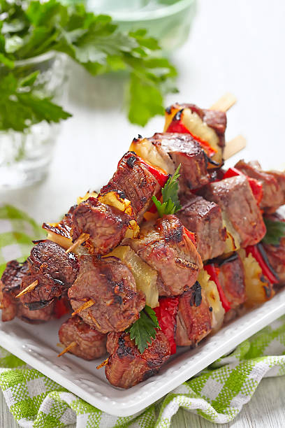 istock Grilled kebab with pepper and pineapple 469812300