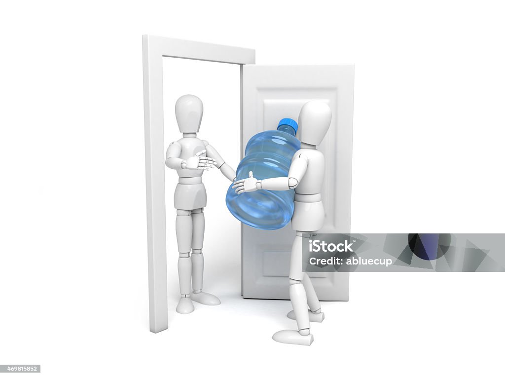 drinking water A 3d people with a water bottle. 3d image. Isolated white background 2015 Stock Photo