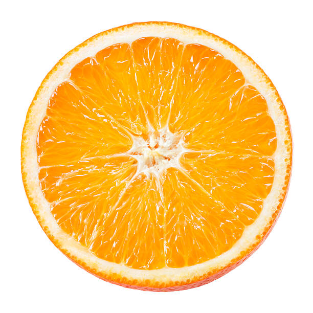 istock Slice of orange fruit isolated on white 469816026