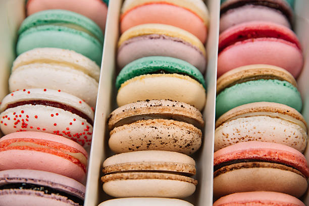 istock traditional french colorful macarons in a box 469816590
