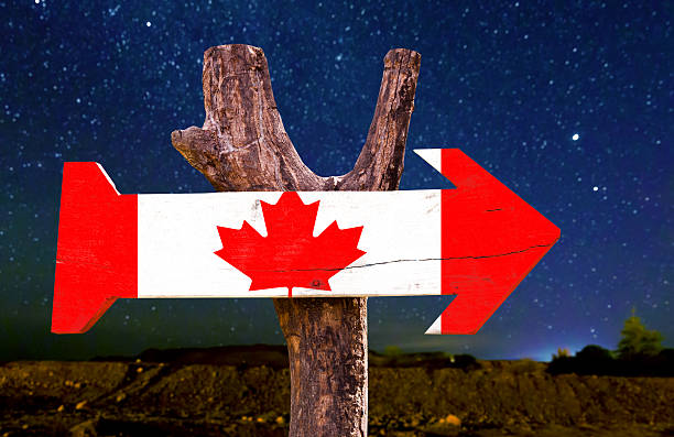 istock Canada wooden sign with a beautiful night 469817052