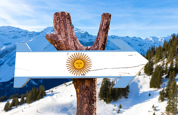 istock Argentina wooden sign with alps background 469817114